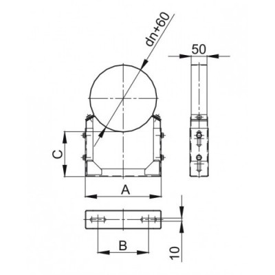 Obejma konstrukcyjna przestawna Fi140/W1 regulacja 50-120 mm