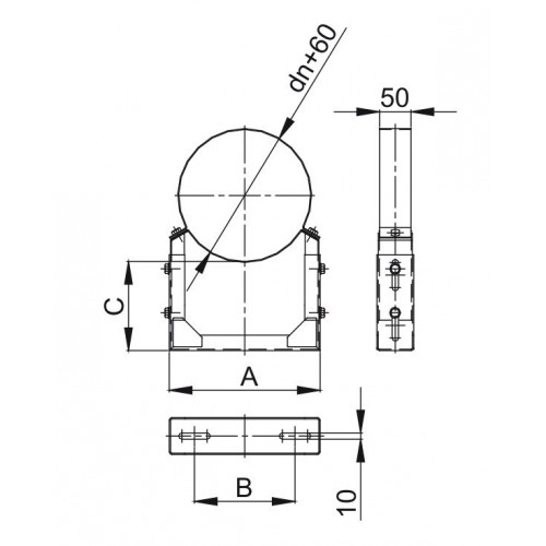 Obejma konstrukcyjna przestawna Fi180/W1 regulacja 50-120 mm