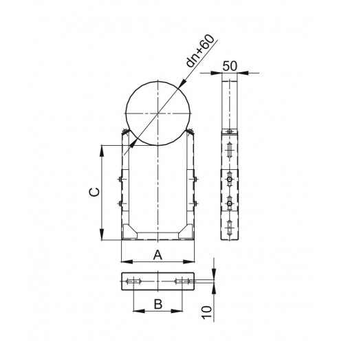 Obejma konstrukcyjna przestawna Fi100/W1 regulacja 50-120 mm