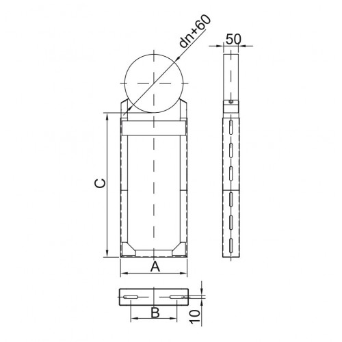 Obejma konstrukcyjna przestawna Fi80/W1 regulacja 50-120 mm
